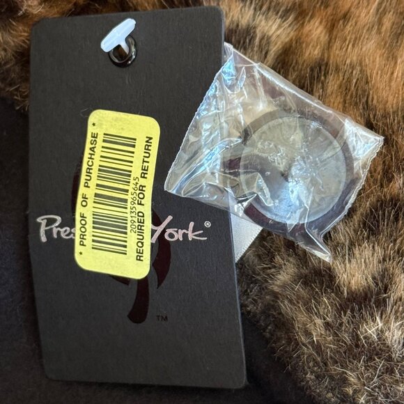 Preston & York Womens Black Cape Poncho Coat Leopard Faux Fur Trim NWT - Picture 8 of 12
